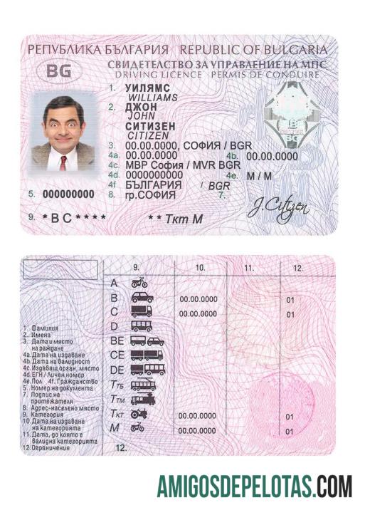 Carta de condução da Bulgária baixar para verificação